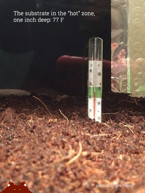 Substrate temperature in the hot zone, 1 inch deep: 77F